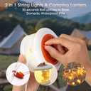 Camping lights string - 2 in 1 upgraded 32.8ft Rechargeable 19 lighting modes tent lights for camping, Quick Storage&Portable LED Lamp for Outdoor Patio Awning Garden Party Decor Essentials(White)