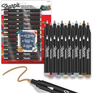 Sharpie Creative Markers, Warm Tones, Water-Based Acrylic Markers, Bullet Tip, Assorted Colors, 12 Count