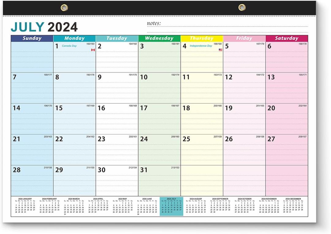 Wall Calendar from Jul 2024-Dec 2025,18 Month Academic Wall Calendar 2024-2025,Tear-Off Monthly Calendar for Office,Family Planner,Hanging Calendar Planner with Stickers-17x12 in (Multicolour) 30pack