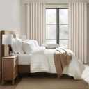 96 Inch Living Room Curtains Natural Taupe Linen Pleated Drapes Back Tab Ceiling Track 8ft Light Filtering Privacy Rustic Cabin Farmhouse Sheer Window Curtain Decor Design for Bedroom 2 Panels Set