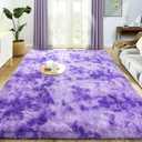 Super Fluffy Rug for Bedroom, 4x6 Shag Fuzzy Area Rug for Living Room Bedroom, Plush Soft Carpet for Girls Boys Kids, Non Slip Throw Rugs for Dorm, Modern Home Decor Aesthetic, Tie-Dyed Purple