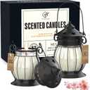 Scented Candles Gifts Set for Women, 2X 6 oz Aromatherapy Jar Candles for Home, Rosa & Cherry Blossom Soy Wax Long Lasting Retro Lantern Candles Perfect for Stress Relief Mum Yoga Bath Spa Christmas