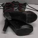 Women Lace Knee High Boots Buckle High Heel Knee Boots Lace Up Punk Platform Back Zipper Riding Goth Combat Bootie, Size 41