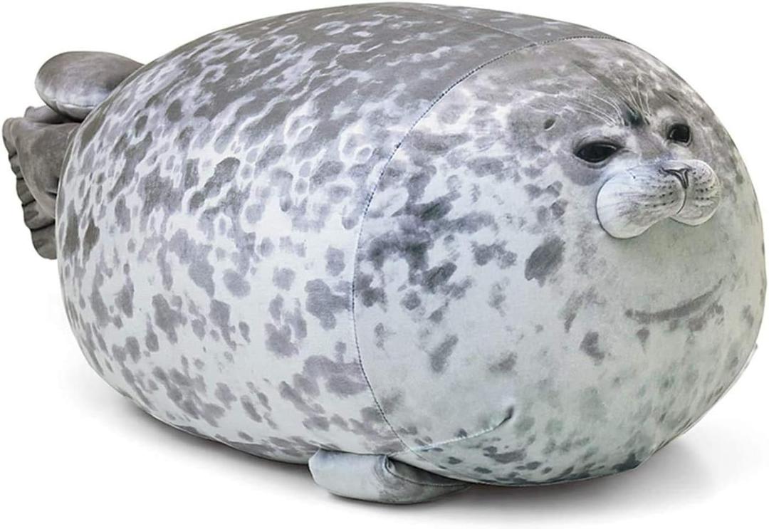 MerryXD Chubby Blob Seal Pillow,Stuffed Cotton Plush Animal Toy Cute Ocean Large(23.6 in) (Grey)