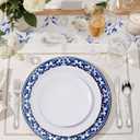 Hioasis 12Pcs Blue Charger Plates & Platters - 13 Inch plastic charger plates, Heavy-duty, BPA-free, Floral Table Chargers for Dinner Wedding & Party