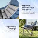 SUNW Oversized 400lbs Foldable Rocking Camping Chair with Cup Holder Side Pocket, Blue & Gray