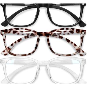 Gaoye Stylish Blue Light Glasses for Woman - Computer Glasses 99% Blue Light Blocking - Lightweight TR90 Frames - 3 pack