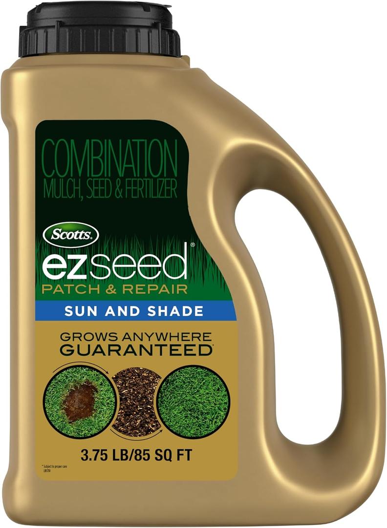 Scotts EZ Seed Patch & Repair Sun and Shade Mulch, Grass Seed, Fertilizer Combination for Bare Spots and Repair, 3.75 lb, Brown