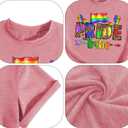 Pride Shirt Women Rainbow Heart Tee Top LGBTQ Equality Rights Short Sleeve Pink (Pink, L)