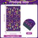 100 Pcs Mardi Gras Napkins, Touchdown LX Football Party Napkins, Purple Gold Mask Beads Table Decor for Game Day, Fat Tuesday Celebration Supplies