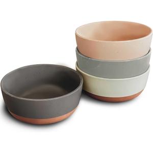 Set of 4 Porcelain Bowls, 25oz - Microwave, Dishwasher & Oven Safe for Soup, Cereal, etc. (Assorted Neutrals)