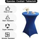 2Pack Royal Blue Spandex Cocktail Table Cover for Weddings Parties and Events 24x43 inch Elastic Round Tablecloth (Royal Blue)