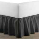 SKY BEDDINGS - Queen Size Ruffled Bed Skirt with Split Corners - 18 Inch Drop Dust Ruffle Bed Skirt with Platform Three Sided Coverage - 100% Microfiber, Dark Grey