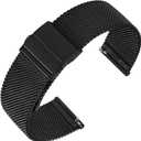 ANNEFIT Mesh Metal Watch Band, 316L Stainless Steel Watch Strap, Quick Release Replacement Bracelet 20mm (Black)