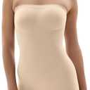 SHAPERX Strapless Shortie Bodysuit for Women Tummy Control Shapewear Seamless Body Shaper with Removable Straps (Beige Shorts) L/XL