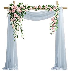 Backdrop Curtains Chiffon, Dusty Blue 29" x 20ft Curtain Panel Ceremony Decor