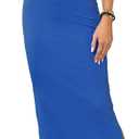 Women's Summer Bodycon Maxi Tube Dress Ribbed Off Shoulder Strapless Side Slit Long Club Party Casual Dresses (Large, Blue)