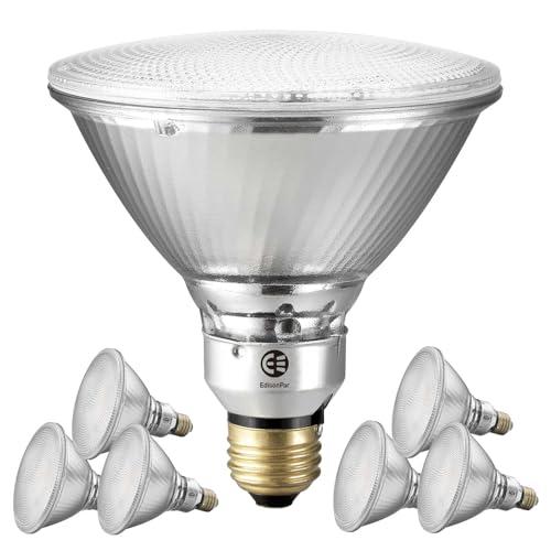 EdisonPar PAR38 Glass Commercial LED Light Bulb, 14W=120W Equivalent 1450 Lumens 20000 Hours Classic Flood Light Bulbs, Dimmable Warm White 3000K 40Degree Beam Angle Title-20/CEC Compliant, 6-Pack