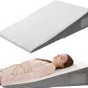 Vekkia 34" Extra-Long Wedge Pillow, Back & Arm Support, Bed Wedge Pillow for Sleeping After Surgery, Acid Reflux, Snoring Relief, Removable Washable Cover & Double Side Pockets, 7.5" Height, Gray, Longer Wedge Pillow