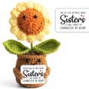 Mothers Day Sister Gifts from Sister - Positive Sunflower Crochet - Side by Side Or Miles Apart Sisters Emotional Support Crochet - Birthday, Graduation, Long Distance Gifts for Women, Soul Sisters