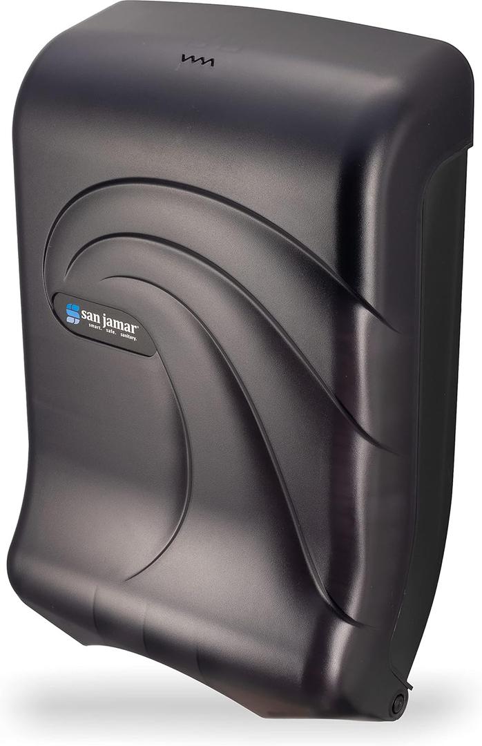 San Jamar Ultrafold Plastic Paper Towel Dispenser for Bathroom, Black, 11.75"w X 18.5"d X 6.5"h