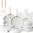 SENSARTE 24 Piece Pots and Pans Set, Nonstick Detachable Handle Cookware, Induction Kitchen Cookware Set with Removable Handle, Healthy Non Stick for RV, Dishwasher  Oven Safe (White)