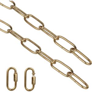 Helunsi Lighting Chain, 6 Feet Imitation Copper Light Fixture Chain, Metal Chandelier Chain Extension with Connection Link Lock, Heavy Duty Hanging Chain Lamp Fixture Pendant Ceiling Decorative Kit 6'