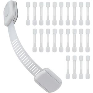 Child Proof Cabinet Locks - Cabinet Locks Baby Proofing with 3M Adhesives for Refrigerator, Oven, Cupboards, Toilet Seat - Adjustable,Easy Installation,No Drilling (24 Pack) (White)