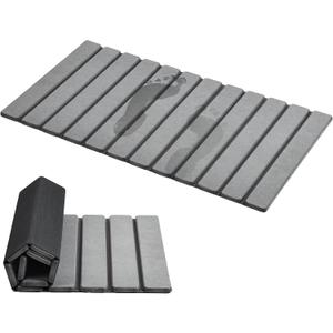 AWW Foldable Stone Bath Mat, Quick Dry Diatomaceous Earth Bath Mat with Non-Slip Mat, Super Absorbent, Easy to Clean, Compact for Small Bathrooms, 31.5 x 15.7, Grey