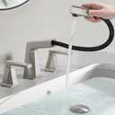 MIAOHUI Brushed Nickel Pull Out Bathroom Faucets 3 Hole, 8 Inch Widespread Bathroom Sink Faucet, Double Handle Vanity Faucet for Bathroom Sink, Sink Faucet Bathroom with Pop-up Drain and Supply Lines