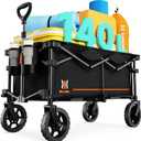 Navatiee 140L Collapsible Folding Wagon, Large Capacity Foldable Wagon with Silent All-Terrain Wheels, Utility Grocery Cart for Camping Shopping Outdoor, Black