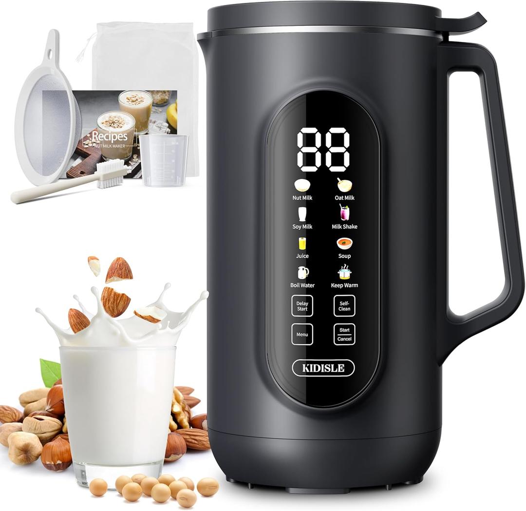 8-in-1 Nut Milk Maker Machine, 35oz Plant-Based Milk & Soup Machine with 12H Delay Start, Self-Clean, Keep Warm  Soy, Oat, Almond & More, Black