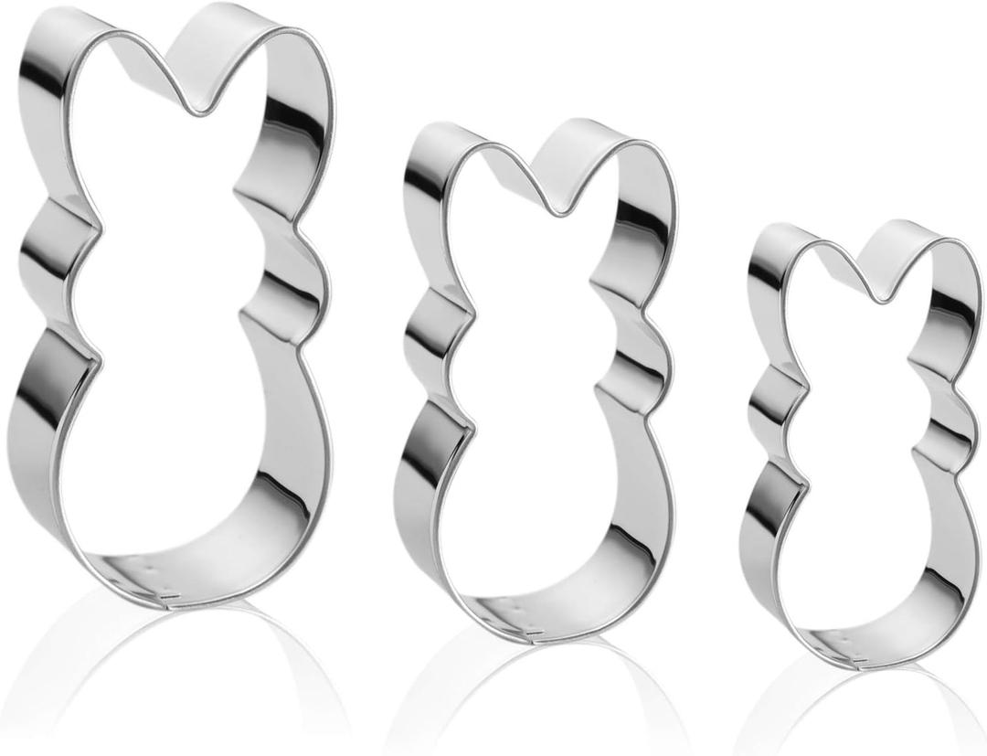 Easter Bunny Cookie Cutter Set -3 Pieces - Stainless Steel Assorted Sizes