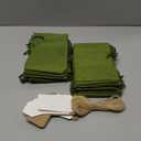 Tapleap Green Small Gift Bags with Drawstring - 30Pcs 4x6 Burlap Sacks for Wrapping Christmas Favors, Soap, Jewelry, Crosses Games, Marble Sets, For Small Business, Birthday, Wedding