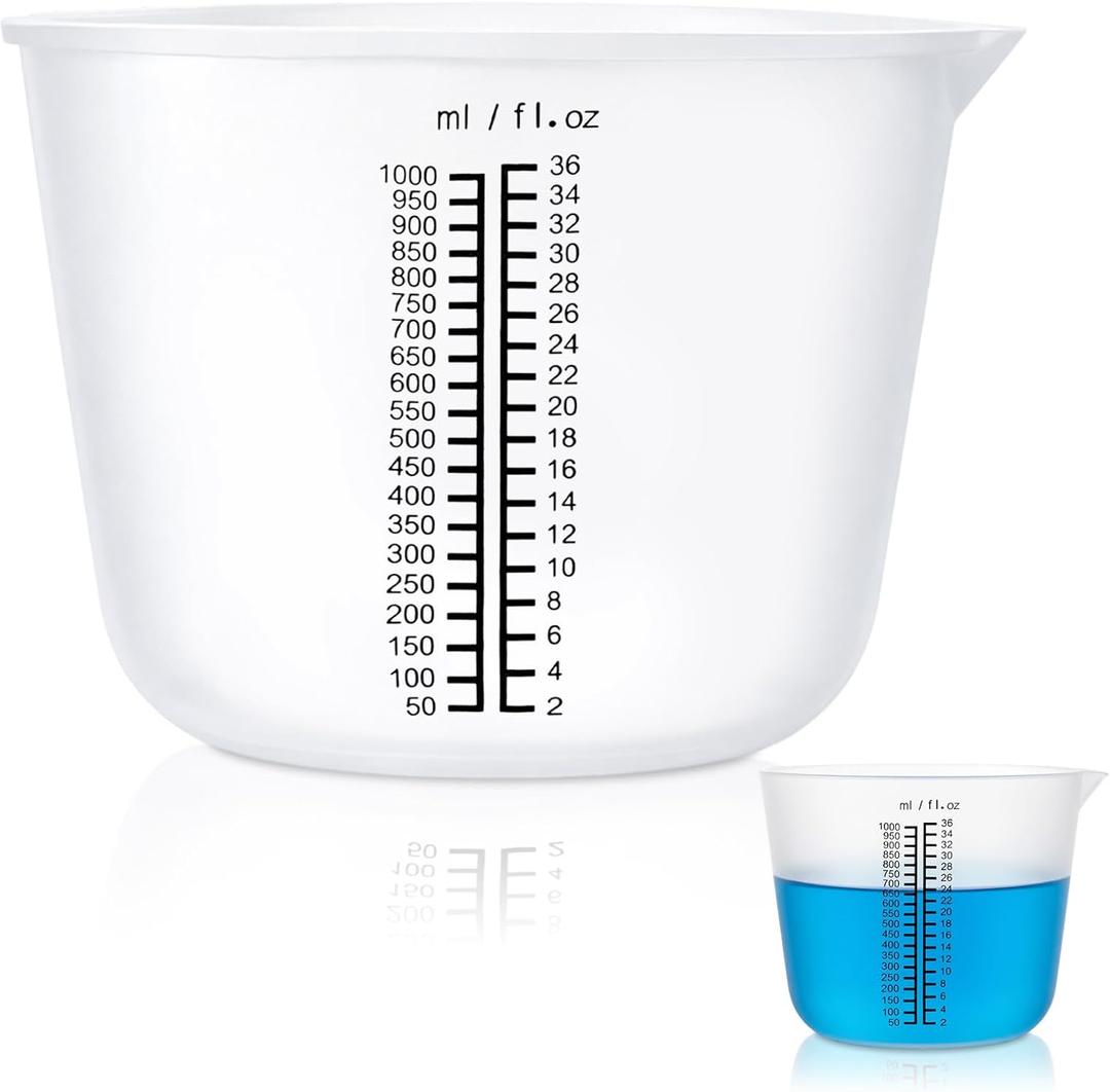 1000ml Extra Large Silicone Measuring Bowl, Reusable Silicone Resin Cups, Mixing Bowl with Precise Scale for Epoxy, Jewelry Casting Molds, Acrylic Paint, Cup Making, 1000ml/36oz