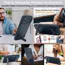 Magnetic Detachable Wallet Case for iPhone 17 Pro Max, Compatible with MagSafe Built-in 3-Ways Kickstand & RFID Blocking Card Slots, Carbon Fiber Leather Flip Case with Stand (Black)