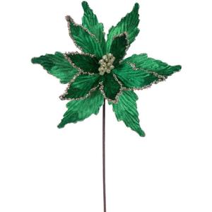 Vickerman 21.5" Midnight Green Poinsettia, 6 pack