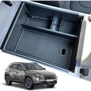 Compatible with 2022 2023 2024 Hyundai Center Console Organizer Tray Car Armrest Storage Insert Box Organizer Holder Accessories(Black)