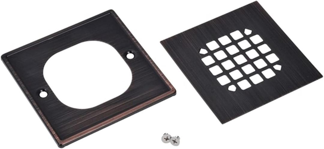 Oatey 42338 4.25 x 4.25 in. Oil Rubbed Bronze Square Snap-Tite Shower Strainer