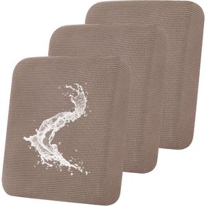 Smiry Waterproof Couch Cushion Covers, Stretch Jacquard Sofa Covers Washable, Thick Sofa Cushion Covers Furniture Protector with Elastic Bottom for Pets, Kids (3 Pack, Camel)