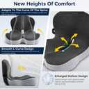 Seat Cushion, Office Chair Cushions for Tailbone Relief, Seat Cushions for Office Chair with L-Shaped Ergonomic Design & Adjustable Strap, Memory Foam Chair Cushion for Long Sitting Worker(Black Gray)