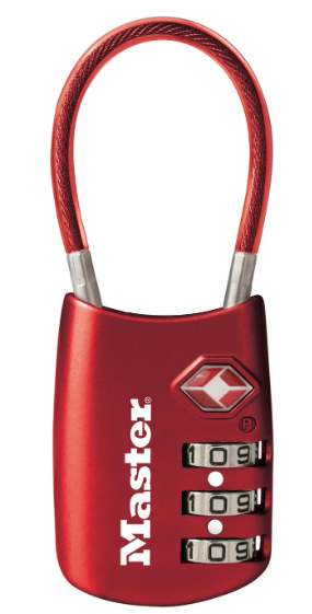 Master Lock Cable Combo Lock: TSA Approved Luggage Padlock, Set Your Own Combination, Multicolor