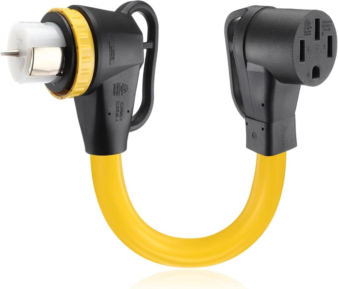 Kanayu 1.5ft SS2-50R to 14-50R 50amp RV Generator Adapter Cord Compatible with NEMA Locking SS2-50R Female to 14-50R Female Adapter Cord with Upgraded Grip Handle 6/3C+8/1C AWG for 50A RV and EV