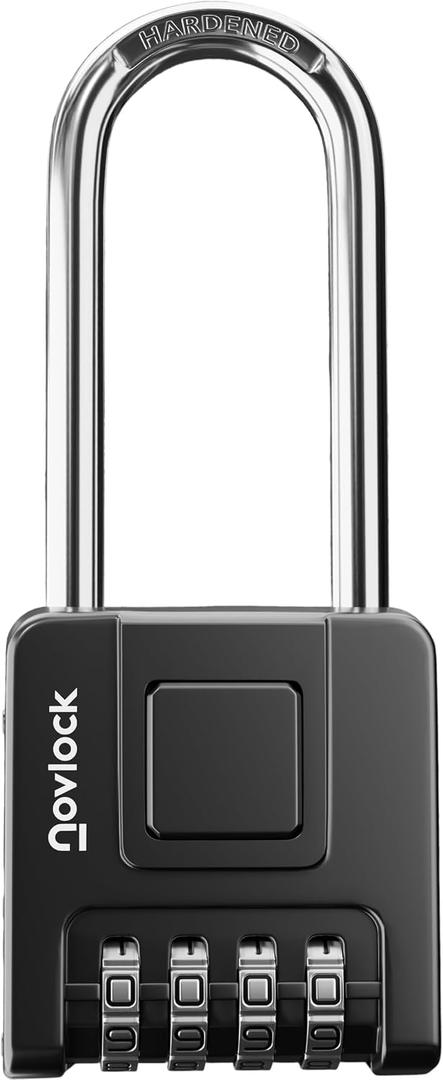 Outdoor Combination Lock Heavy Duty, Large, Weatherproof Padlock with Code for Gates, Fences, Sheds, Lockers, Cabinets, Storage Units 1-Pack, Black