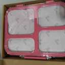 Stainless Steel Bento Box for Kids Adults with Silicone Container, Leak Proof 4 Compartments Metal Lunch Box, Removable Silicone Seal & Clear Lid Food Container for School Office, BPA-Free(Pink)