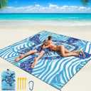 WIWIGO Beach Blanket Waterproof Sandproof Beach Mat 79" X 83"/10'x9'for 1-4 Adults Quick Drying Outdoor Picnic Mat Beach Accessories for Travel, Camping, Hiking, 79" X 83"