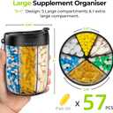 2 x AUVON Large Pill Organizer, Pill Dispenser for Holding 6 Various Vitamins, Pill Box Case with Anti-Mixing & Wide Opening Design, Easy to Retrieve Meds, Includes 20 Pcs Stick-on Labels (Black)