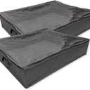 2 Pack Underbed Storage Bin, Storage Container for Clothes, Shoes, Blankets, Pillows, Closet, Home, Zipper Closure and Handle, Warsaw Grey