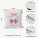 Pink Strawberry Throw Pillow Covers 18x18, Coquette Pink Bow Cherry Strawberry Lucky You Decorative Pillow Covers for Girly Bedroom Dorm, Preppy Room Decor Accent Pillows Cover Pillowcases