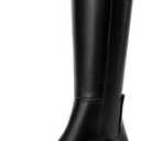 DREAM PAIRS Women's Knee High Boots Square Toe Low Block Heel Casual Comfort Riding Long Boots with Side Zipper (Size 8), Black